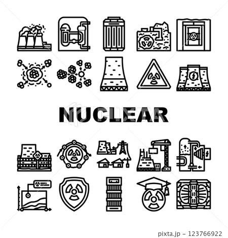 nuclear energy engineer atom icons set vector nuclear energy engineer atom icons set vector 123766922