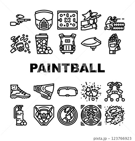 paint ball game soldier icons set vector 123766923