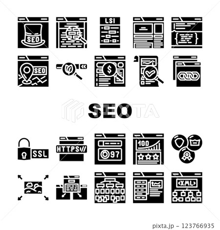 seo web technical consulting icons set vector 123766935