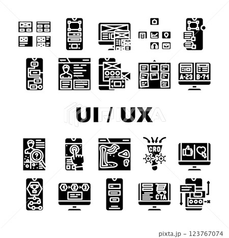 ui ux web interface app icons set vector 123767074