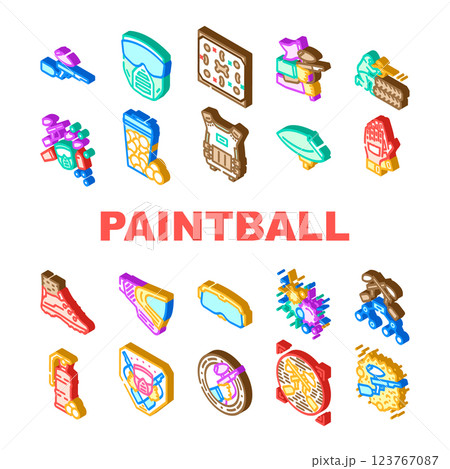 paint ball game soldier icons set vector 123767087