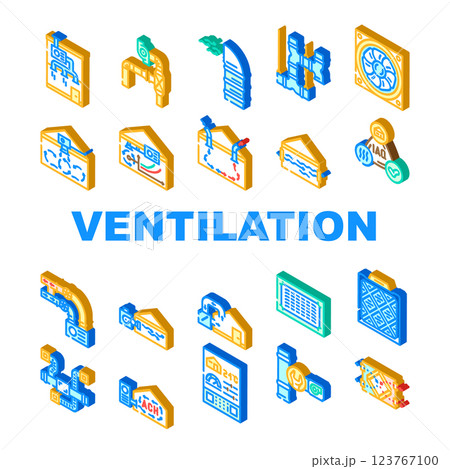 air ventilation cold wind heat icons set vector air ventilation cold wind heat icons set vector 123767100