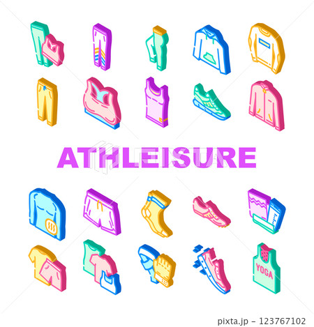 athleisure clothing woman fashion icons set vector 123767102