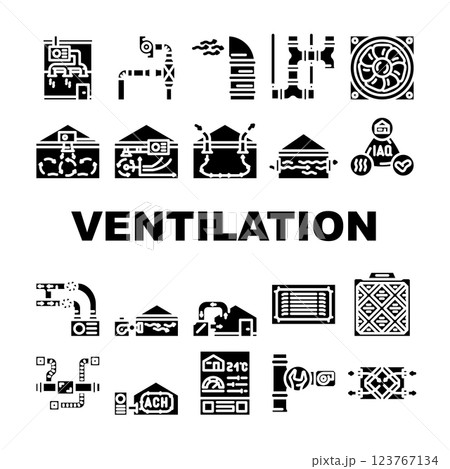 air ventilation cold wind heat icons set vector 123767134