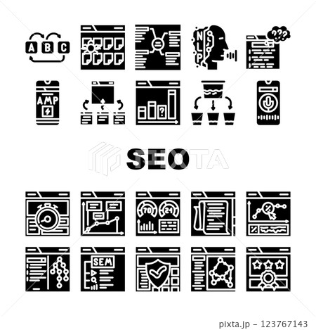 seo search website web internet icons set vector 123767143