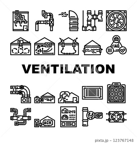 air ventilation cold wind heat icons set vector air ventilation cold wind heat icons set vector 123767148