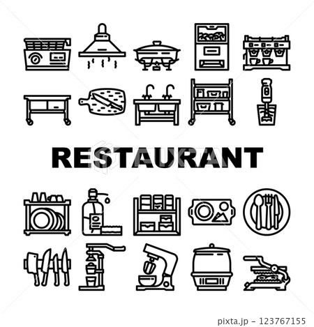 restaurant equipment kitchen icons set vector restaurant equipment kitchen icons set vector 123767155