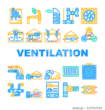 air ventilation cold wind heat icons set vector 123767163