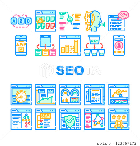 seo search website web internet icons set vector 123767172