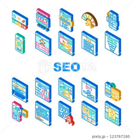 seo website digital business icons set vector seo website digital business icons set vector 123767180