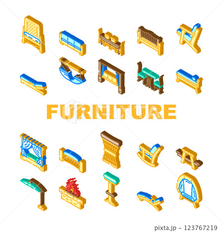outdoor furniture garden terrace icons set vector 123767219
