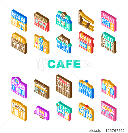 street cafe city outdoor icons set vector street cafe city outdoor icons set vector 123767222