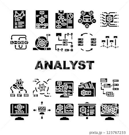 system analyst data business icons set vector 123767233
