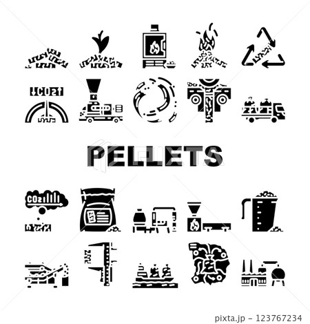 wood pellets eco energy icons set vector 123767234