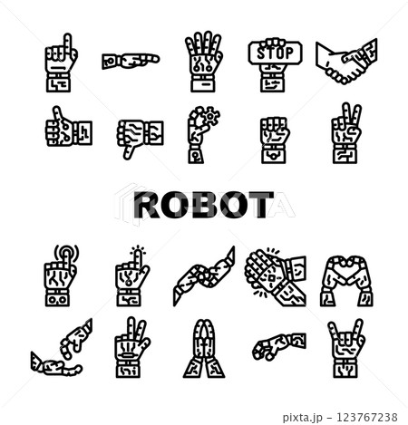 hand robot technology icons set vector 123767238