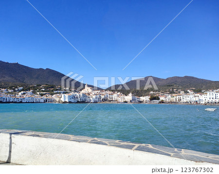Mediterranean coastline with Cadaques, beautiful village in Gerona, Spain Mediterranean coastline with Cadaques, beautiful village in Gerona, Spain 123767302