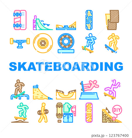 skateboard skate skater board icons set vector skateboard skate skater board icons set vector 123767400