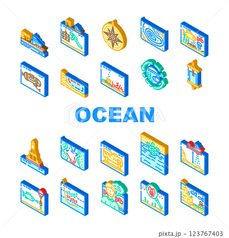world ocean marine biodiversity icons set vector 123767403