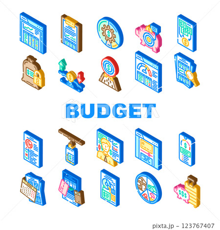 budget planning savings icons set vector budget planning savings icons set vector 123767407