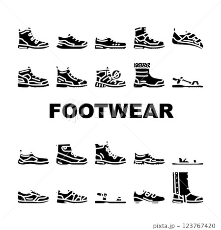 footwear tourism sandals boots icons set vector 123767420