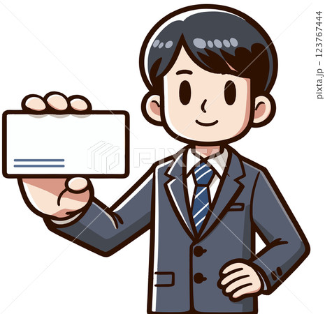 名刺、カードを提示するビジネスマン 123767444