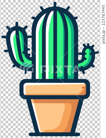 シンプルな植木鉢に入ったサボテンのイラスト 123767445