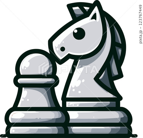 チェスのポーンとナイトの駒 123767449