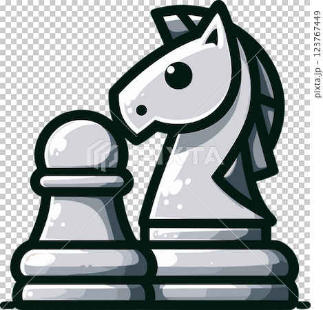 チェスのポーンとナイトの駒 123767449