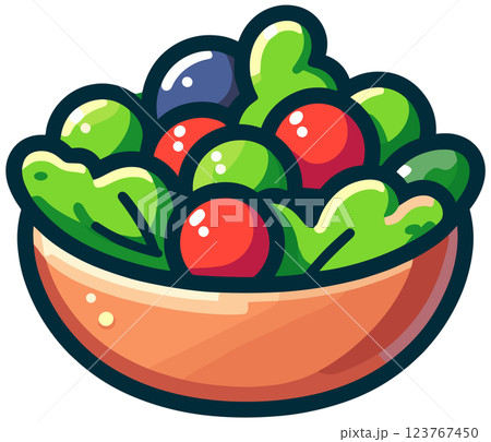 ボウルに入ったサラダのイラスト 123767450
