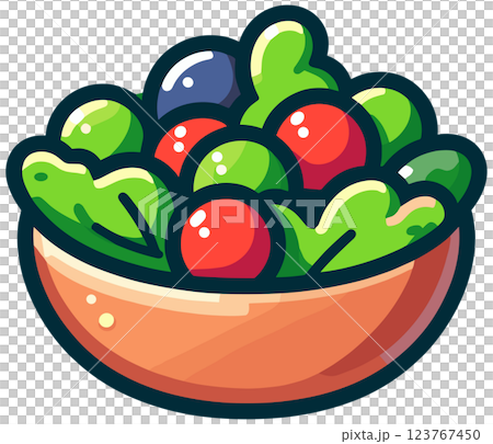 ボウルに入ったサラダのイラスト 123767450