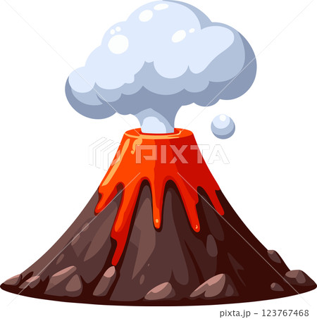 噴火している火山のイラスト 123767468