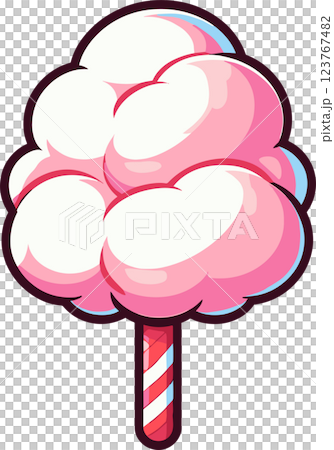 ピンクの綿菓子のイラスト 123767482