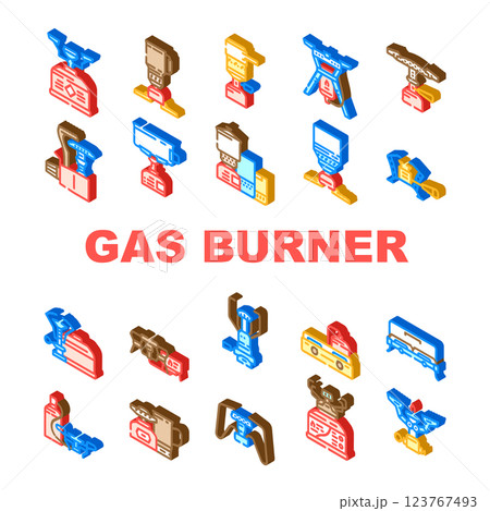 gas burner stove cooktop icons set vector 123767493