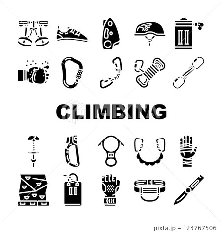 rock climbing bouldering icons set vector 123767506