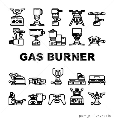 gas burner stove cooktop icons set vector 123767510
