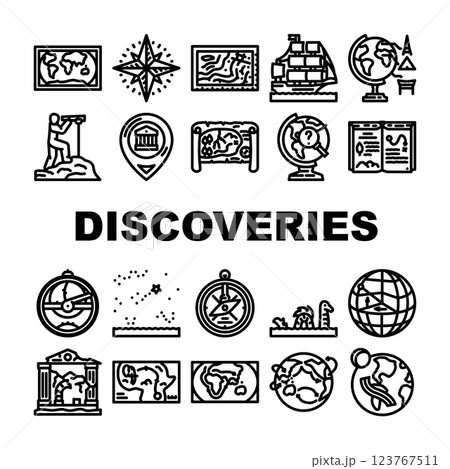 great geographical discoveries icons set vector 123767511