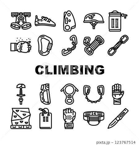 rock climbing bouldering icons set vector rock climbing bouldering icons set vector 123767514