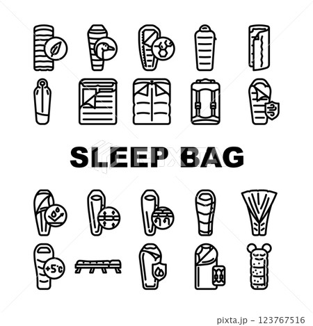 sleeping bag camping hiking icons set vector 123767516