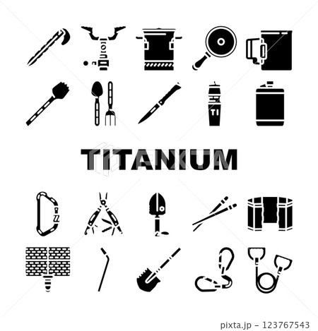 titanium accessories jewelry icons set vector 123767543