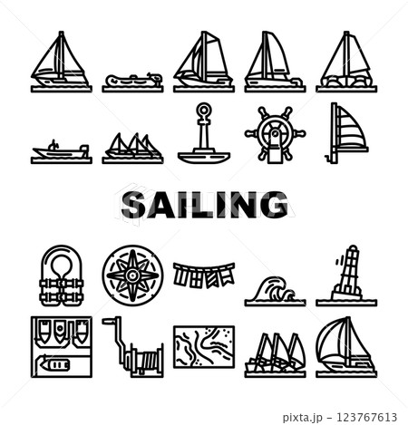 sailing sport yacht icons set vector 123767613