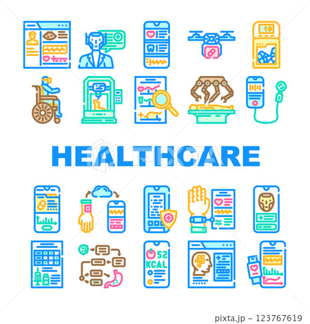 healthcare innovations icons set vector healthcare innovations icons set vector 123767619