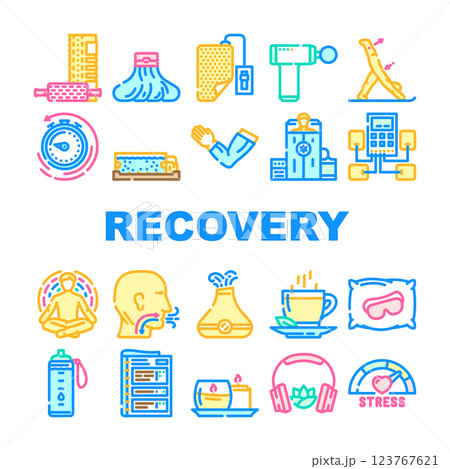 recovery wellness practices icons set vector 123767621