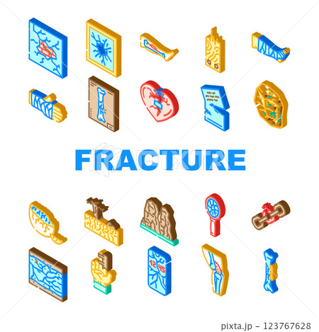 fracture break bone icons set vector 123767628