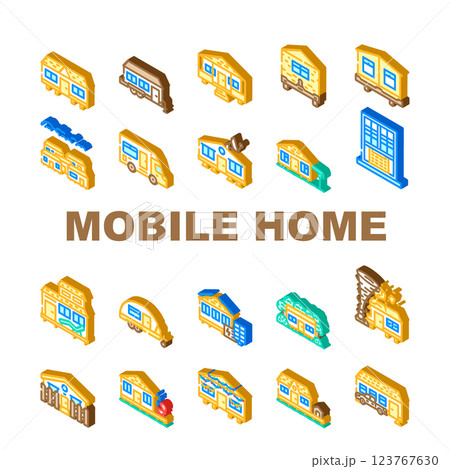 mobile home trailer icons set vector 123767630