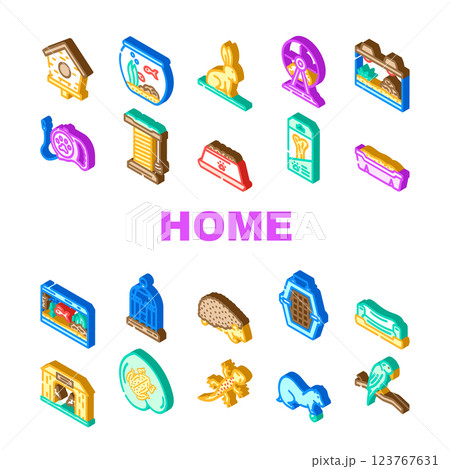 multi species home icons set vector 123767631