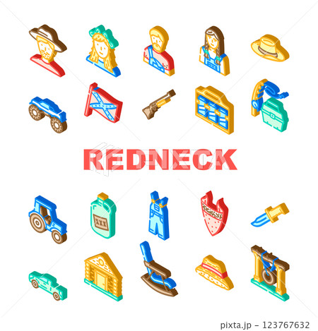 redneck country southern icons set vector redneck country southern icons set vector 123767632