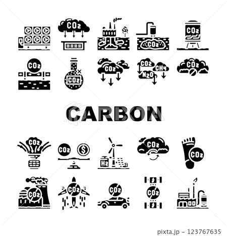 carbon capture sequestration icons set vector carbon capture sequestration icons set vector 123767635