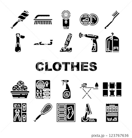 clothes care laundry ironing icons set vector 123767636