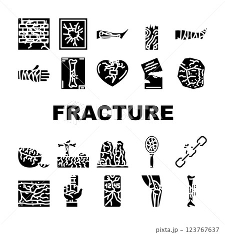 fracture break bone icons set vector 123767637