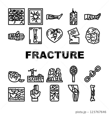 fracture break bone icons set vector fracture break bone icons set vector 123767646